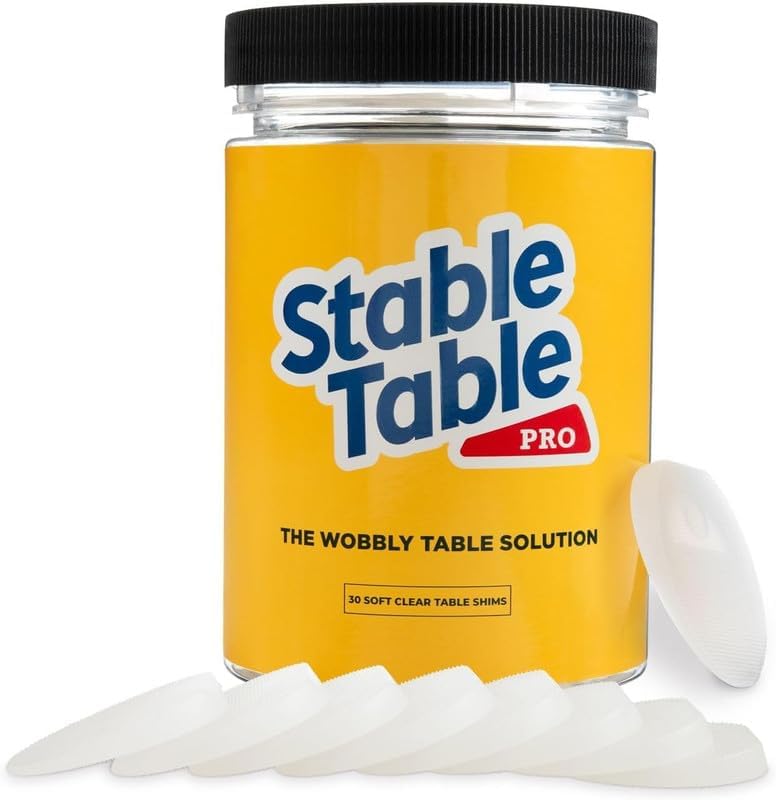 Stable Table Pro Stable Table - Clear Restaurant Table Leg Shim Wedges Premium Furniture Levelers Restaurant TableShims, Home Improvement DIY Levelers - Rubber Type Texture, Firm, Non-Slip, Doors and More - Image 1
